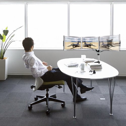 HFTEK DS137D 3 Fach Monitor Standfuß Halterung Halter Tischhalterung Stand für Monitor 15″ bis 27″ Zoll mit VESA 75/100 (DS137D Weiss) - 4