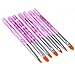 TRIXES 7pc UV Gel Acrylic Nail Art Tips Builder Brush Pen Design Rounded Edge