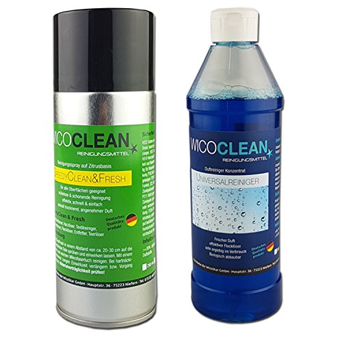 Preisvergleich Produktbild Wicoclean SpeedyClean & Fresh / Klebstoffentferner - Harzlöser - Textielreiniger - Wachsentferner - Flecklöser - Entfetter und Teerlöser 400 Ml + Wicoclean Universalreiniger Konzentrat / Duftreiniger für Polster - Lacke - Textilien - Metalle & Kunststoffe 500 ml.