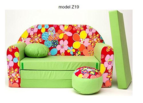 Sofa Children Sofa Cushion and Puff Mini Sofa transformabile in Cot Bed.