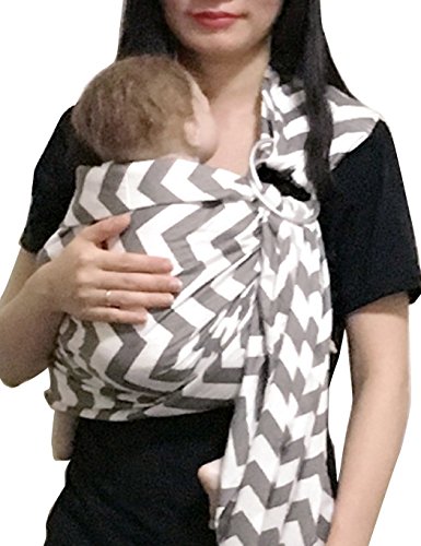 Vlokup Wrap Original 100% Cotton Adjustable Baby Carrier Infant Lightly Padded Ring Sling Gray Wave