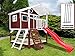 Produktbild Stelzenhaus Tobi Kinderspielhaus rot mit Kletterwand, Sandkasten und Abdeckplane. Rutsche Optional. Baumhaus Tobi 4 you, Rutsche wählen:rote Rutsche, Sicherheit wählen:4 x Bodenanker