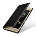 Produktbild StilGut Book Type Case, Hülle Leder-Tasche für Sony Xperia XA1 Plus. Seitlich klappbares Flip-Case aus Echtleder für das Sony Xperia XA1 Plus, Schwarz mit Clip