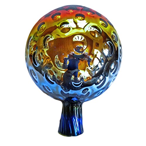 XXL Rosenkugel Traubenoptik Höhe 23cm Durchmesser 18cm Rosenkugeln Gartenkugel Handarbeit stabieles Glas verspiegelt und wetterfest (Regenbogen)
