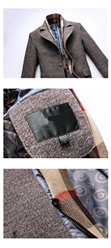 GTYW, Herren Wolljacke Long Slim Pullover Mantel，M-3XL,Coffee-XL