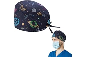 XURJUMI 1 Pieza Gorro de Quirófano,Gorro de Dentista,Gorro de Cirugía,Gorro Quirúrgico Sanitario Unisex,Gorra de trabajo con Botones en ambos lados,Gorra quirúrgica impresa para médicos y enfermeras