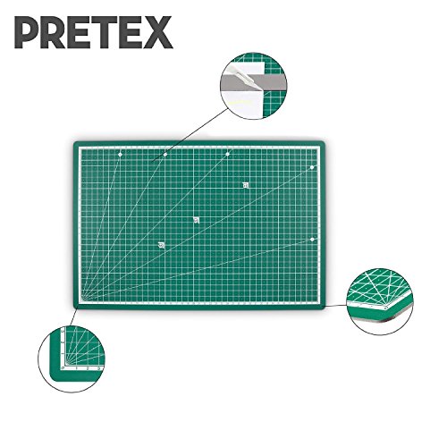 PRETEX Schneidematte 45 x 30 cm (A3) aus recyceltem PVC in grün mit selbstschließender, selbstheilender Oberfläche | 2 Jahre Zufriedenheitsgarantie | Schneideunterlage, Cutting Mat - 2