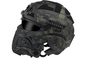AQ zxdc Taktischer Schutz-Integralhelm, mit Maske, Headset, Brille, Nebellüfter, für Airsoft Paintball