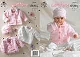 King Cole Comfort Chunky Knitting Pattern Childrens Jacket Sweater Cardigan & Hat 3044