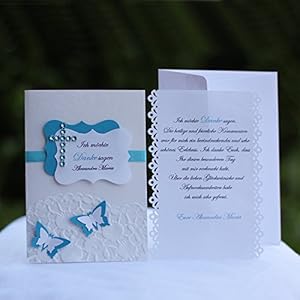 10 Danksagungskarten Danksagung Danke Kommunion Taufe türkis Handarbeit binnbonn