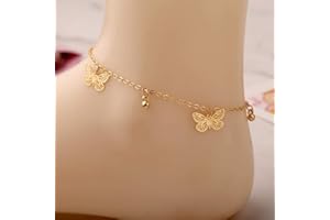 TseenYi Chaîne de cheville simple faite à la main avec pendentif papillon creux pour femme et fille