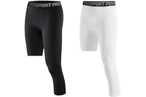 Hovershoes Pantalon de Compression pour Hommes Collants Couche de Base 1 ou 2Pcs 3/4 Une Jambe Leggings de Compression pour Basketball Entraînement