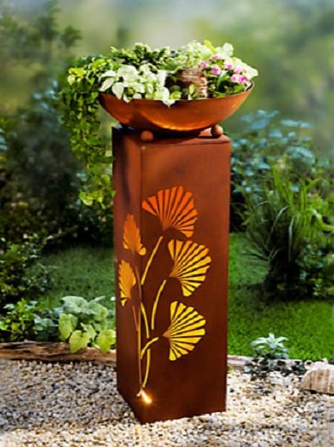 Pflanzsäule mit Beleuchtung Blumensäule Säule Pflanzschale Blumentopf outdoor NEU