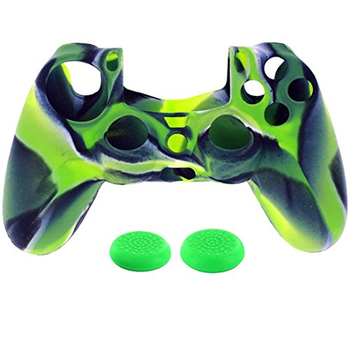 Preisvergleich Produktbild IGEMY PS4 Game Controller 1PC Silikonhülle mit 2PC Rocker Cap (Grün)