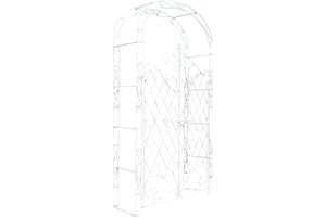 CLP Arche à rosiers en Fer Melissa avec Porte (Hauteur 150 cm); Hauteur Totale 220 cm, Couleur:Blanc Antique