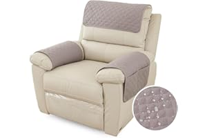 Fansu Funda para Reposabrazos de Sofá, Funda para Reposacabezas para Sillón Reclinable, Funda de Sillón Relax 1 Plaza con Bolsillos, Muebles Acolchado Antideslizante (1 Plaza,Gris Claro)