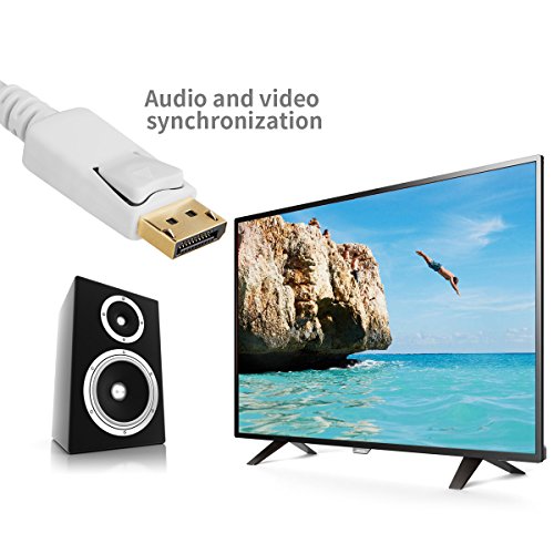 DisplayPort Kabel, 1.8m DisplayPort auf DisplayPort(DP zu DP) Ultra HD 1080p 4K Auflösung Kabel (weiß) von SZCTKlink - 5