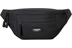 LARKSON Bauchtasche Damen & Herren Schwarz - Ole - Hüfttasche für Sport Outdoor Stadt - Gürteltasche Stylisch für Festival - Crossbody Bag mit Gurt - Wasserabweisend