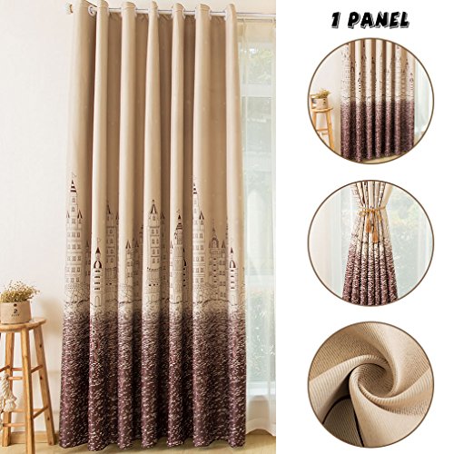 Preisvergleich Produktbild Kinlo 1pcs Vorhänge Schlaufen Gardinen Seeschloss kaffe Verdunkelungsvorhang 145*245cm Schlafzimmer in Kinderzimmer