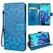Produktbild VemMore Samsung Galaxy Note 9 Hülle Handyhülle Schutzhülle Leder PU Wallet Flip Case Bumper Lederhülle Ledercase Blumen Muster Klapphülle Ultra Slim Dünn mit Kartenfach Standfunktion Klappbar Magnetisch Silikon Backcover Sonnenblume - Blau