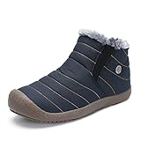  SAGUARO® Herren Damen Winterschuhe Warm Gefütterte Boots Stiefelette Outdoor Schneestiefel Winter Schuhe,High top blau,44 EU