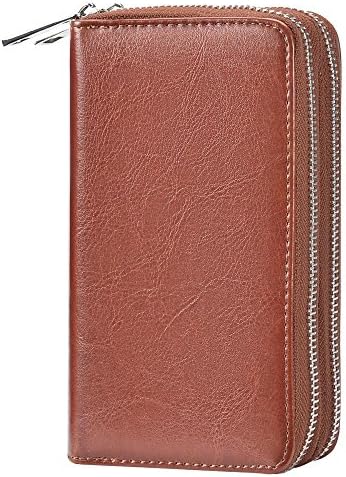 BANGBO PU Leather Clutch Wallet Purse With Double Zippered Card Slots Phone Holder Portable Handbag for Cell Phone IPhone 7/7 Plus/SE/6S/6 Plus/5S and Samsung Galaxy S8/8 Plus/S7/S6/Xiaomi/LG, Brown