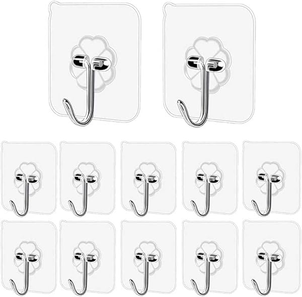 Pubiao Self Adhesive Hooks Heavy Duty Anti-Skid Traceless Sticky Hook for Kitchen Bathroom Clothes Office Ceiling Hanger