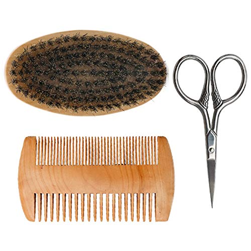Preisvergleich Produktbild hahuha Toy Dekompressionsspielzeug, Bartbürste Bartkamm Kit Kompatibel mit Männer Bart Schnurrbart Holz Bart Reparatur Set