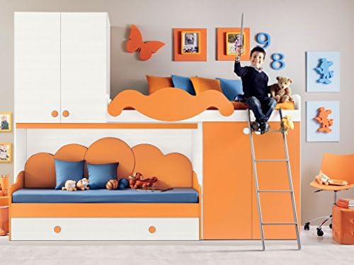Bedroom loft boys composition Beatrice bridge wardrobe bed metal ladder.