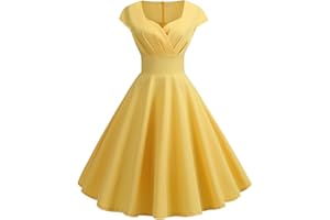Routefuture Robe Vintage Femme Années 40 50 60 Chic et Elegant Robe de Soirée Cocktail Cérémonie Style Rockabilly Swing Plissé A-Line Taille Haute
