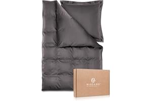 MAGANO® Luksusowy zestaw pościeli – bambus i satyna bawełniana – 400 TC jakość premium (ciemnoszary, 135 x 200 cm + 40 x 80 cm)