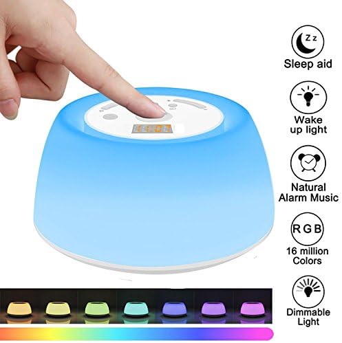 Elecstars Sunrise Alarm Clock with Sunrise Simulation& Wake Up Light with 4 Soothing Music for Sleep 256 Colors/USB Rechargeable Dimmable Bedside Lamp for Bedroom, Living Room, Baby