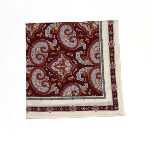 New Cotton Handkerchief / Pocket Square - Maroon Paisley