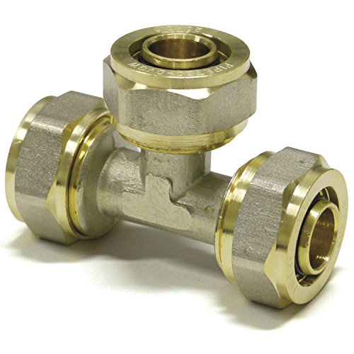 EasyFIX T-Stück Schraubfitting Klemmringverschraubung DVGW für Mehrschichtverbundrohr T-Stück (16 mm)