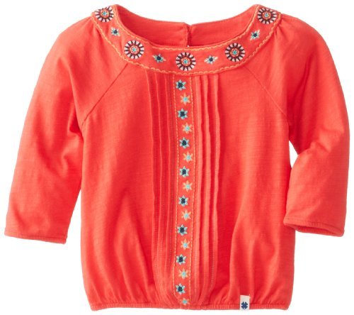Lucky Brand Baby-Girls Infant Pintuck Peasant Top, Poinsetta, 12 Months Color: Poinsetta Size: 12 Months Infant, Baby, Child