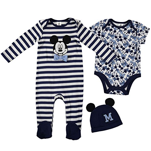 3x Disney Kids Baby Romper Set Playsuit Jumpsuit Hat Cap Clothing Wear Mickey 3-6 Mnth