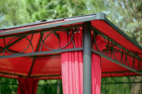 Pavillon 3x3m mit Doppelstegplatten und Seitenteile Rubin Polycarbonat - 2