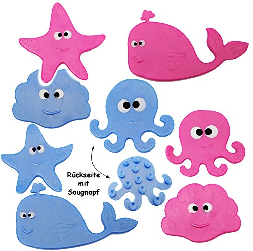 Anti Rutsch Sticker mit Noppen - " Fische & Unterwasser - bunte Farben " - Einlagen z.B. für Dusche / Badewanne - Pad - Aufkleber aus Silikon - rutschfest Saugnäpfe - Badewanneneinlage - Badezimmer Bad - Sicherheit - Antirutschmatte - für Kinder & Erwachsene - kein Ausrutschen - Badewannenmatte - Duschmatte / Badematte - Fisch - Einlage - Wanneneinlage - antirutsch