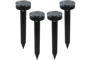 FUNFUNFLY 2024 4X Ahuyentador de Topos Solar，Repelente Ultrasónico para Animales，IP65 Impermeable Repelente de Ratones Solar，Repelente Solar ultrasónico para jardín Anti Topos, Serpientes(Black)