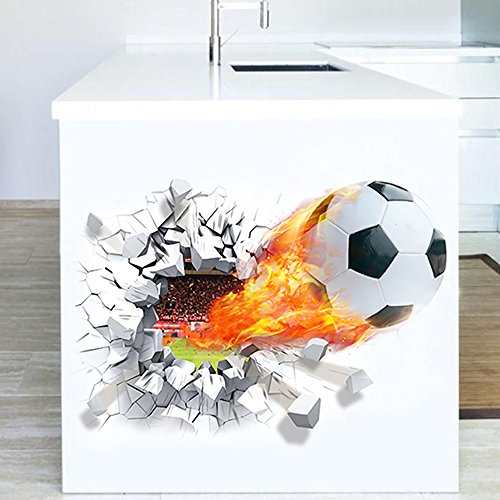 Stickerkoenig 3D Wandtattoo Wandaufkleber Wanddurchbruch Loch Wand Sticker DIY Kinderzimmer Fußball Stadion Fussballer #1473 - 2