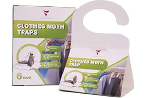 ANQEER HUB AnqeerHub, Clothes Moth Killer 6 Pack with Strong Pheromone Attractant, Non-Toxic Sticky Moth Repellent for Wardrobes and Carpet Moth Traps, Lure, Trap and Kill Case-Bearing Webbing Cloth Moth Traps