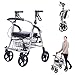 Produktbild Einkaufstrolley Einkaufsroller Transport Rollator Walker mit Sitz und Rädern - Klappbarer Rollator und Transportstuhl
