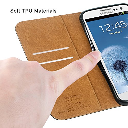 HOOMIL Funda Samsung Galaxy S3  Cuero Premium Fundas para Samsung S3   S3 Neo Carcasa Case  H3035  Negro 