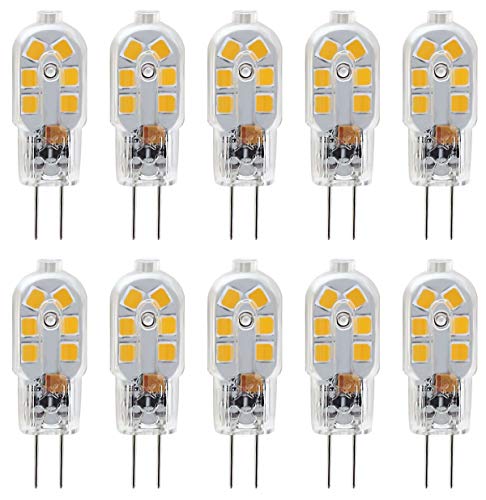 KINDEEP Casquillo G4, Bombilla LED - 1.5W/120LM, equivalente a 20W, Blanco Frío 6000K, DC/AC 12V, no regulable, Pack de 10