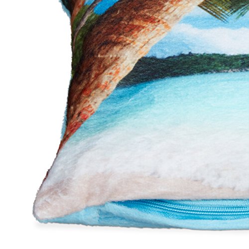 Relaxdays Badewannenkissen Strand HBT ca. 10 x 37 x 17 cm extra weiches Nackenkissen für die Badewanne mit 2 Saugnäpfen als Wannenkissen oder Reisekissen mit Reißverschluss und waschbarem Bezug, blau - 6