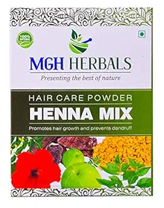 MGH Herbals 100% Natural Organic Henna Mix Powder With Amla, Shikakai, Hibiscus, Bhringraj, Neem, Methi Powder For Hair Colour & Conditioning - 100Gms