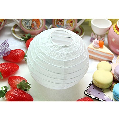 BAYTTER® 10x Lampenschirm Papier Papierlaterne Lampions Papierlampe Laterne Dekoration für Ballon Garten Party weiß drei Größen wählbar (30cm) - 4