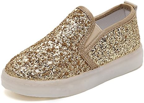 Toddler Girls Glitter Sneakers Cute Soft Loafer Party Shoes Pink Gold Silver 21-30 Gold 21
