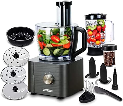 TopStrong Robot da Cucina, Robot Cucina 1100W, Robot Cucina Multifunzione Compatto,11 in 1 Food Processor(frullatore, spremiagrumi e macinacaffè)