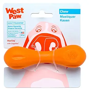 West Paw Design Zogoflex Hurley Guaranteed Tough Dog Bone Chew Toy, Mini , Tangerine